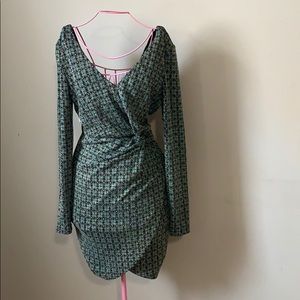 NWT Guess Metallic Dew-Drop Bodycon V Neck Knit Dress By Guess Size 0